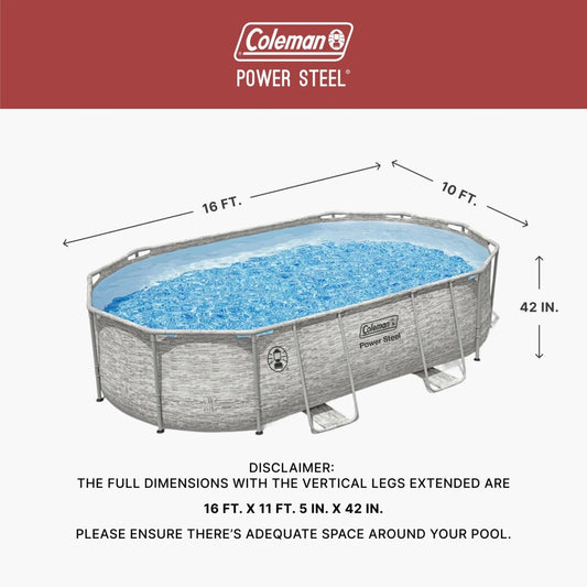 Coleman Power Steel 16 ft × 10 ft × 42 in Oval Above Ground Pool Set