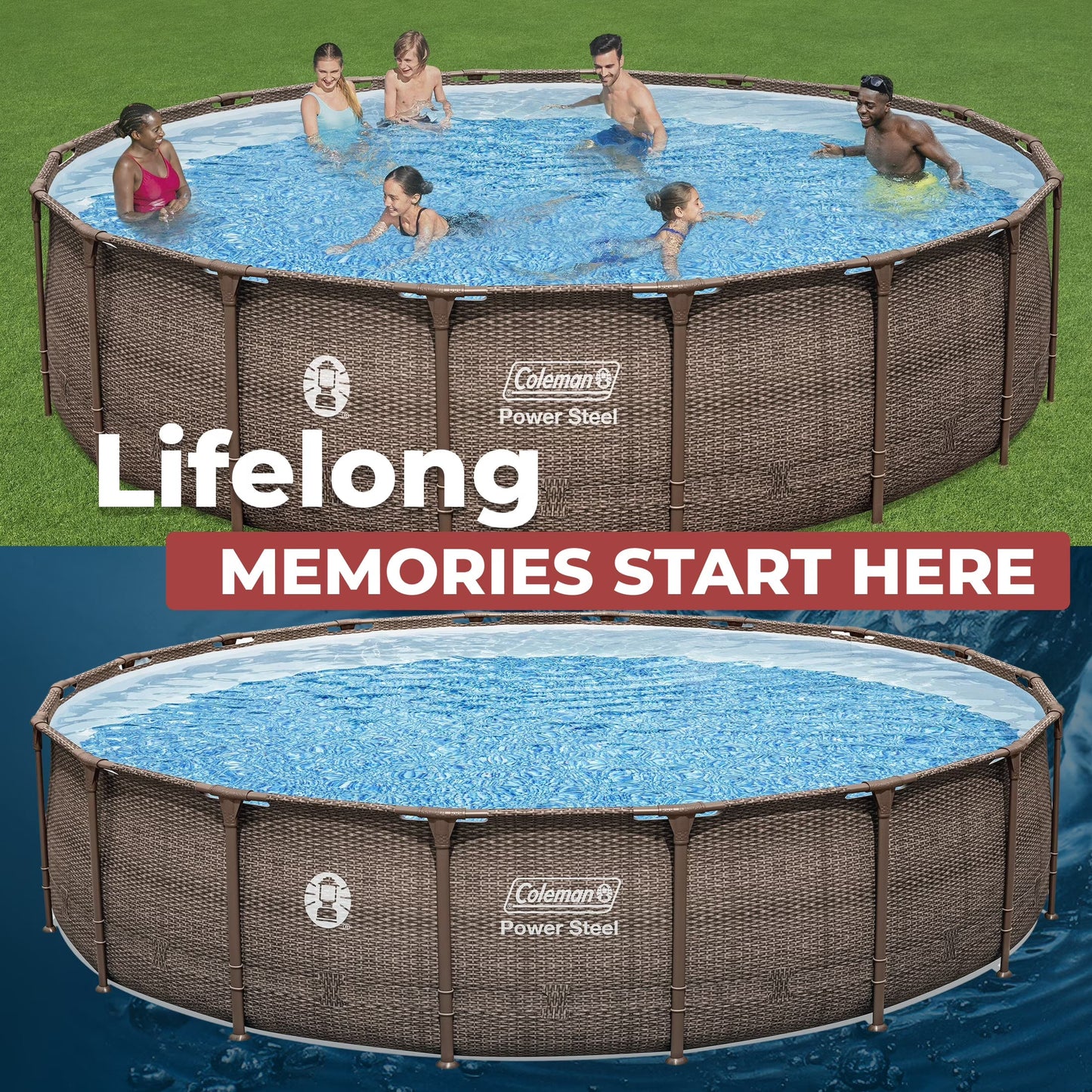 Coleman Power Steel 18 ft. x 48 in. Round Metal Frame Above Ground Pool Set