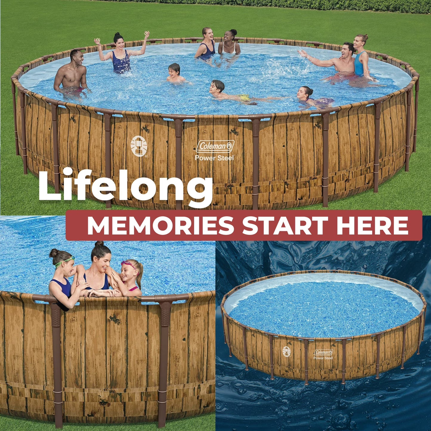Coleman Power Steel 22 ft. x 52 in. Round Metal Frame Above Ground Pool Set