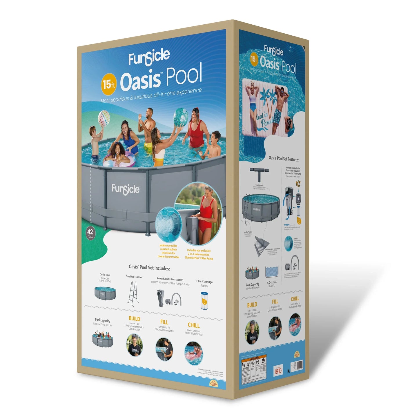 Funsicle 15ft Oasis Above Ground Metal Frame Swimming Pool