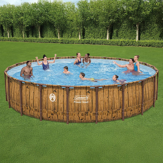 Coleman Power Steel 22 ft. x 52 in. Round Metal Frame Above Ground Pool Set