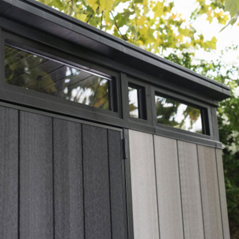 Keter Artisan 9×7 Foot Large Outdoor Shed with Floor with Modern Design for Patio Furniture